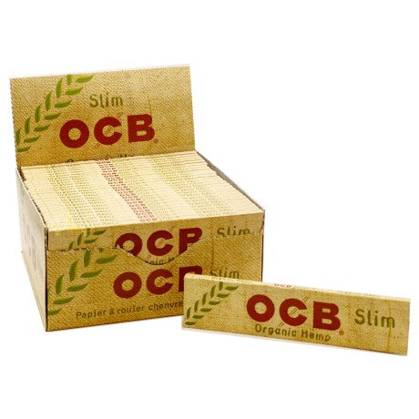 OCB, Organic Hemp King Size Slim Papers Slim 50 booklets in display, Papers & Rolls, Rolling Equipment, HEADSHOP